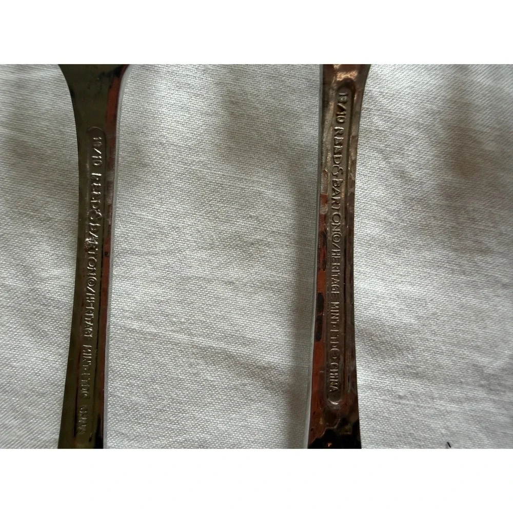 Reed & Barton Heritage Mint Hammered 18/10 Stainless Flatware 8pc Forks Spoons